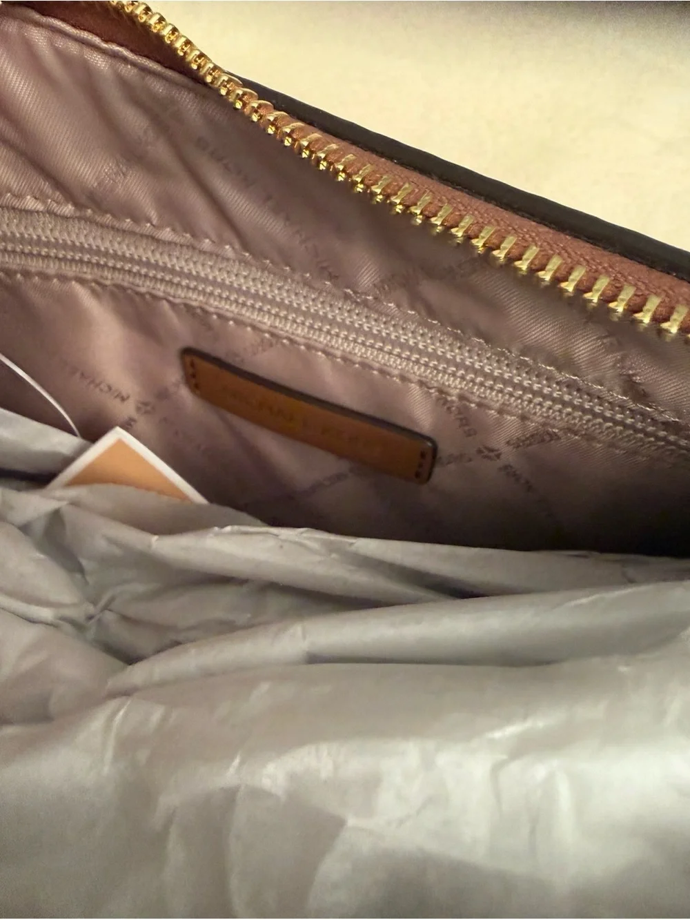 Michael Kors Tan Leather Crescent Crossbody Bag